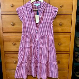 Red and White Checked Picnic Mini Dress Removed tags. Price reflects